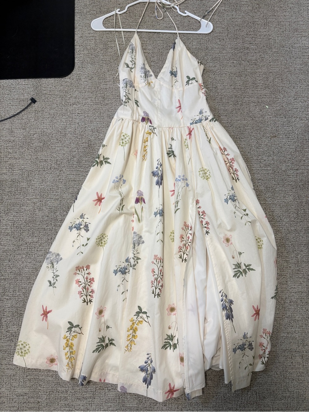 Cream Floral Spaghetti-Strap Dress - Picture 1 of 3